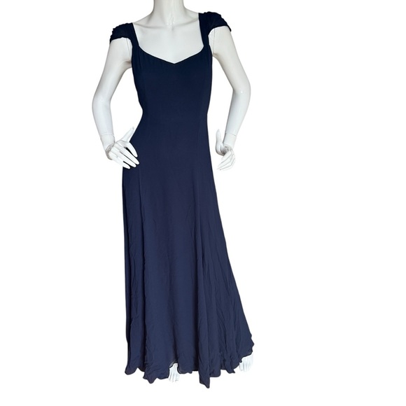 REFORMATION maxi Dress in Navy size 4 with adjustable trap belt 100% viscose - Picture 1 of 11